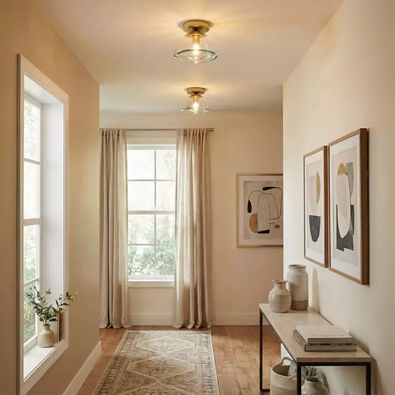 Brenna Modern Brass Cast Glass Dome Flush Mount & Wall Sconce