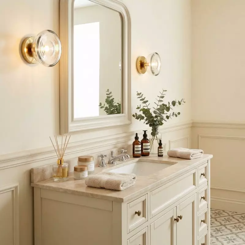 Brenna Modern Brass Cast Glass Dome Flush Mount & Wall Sconce