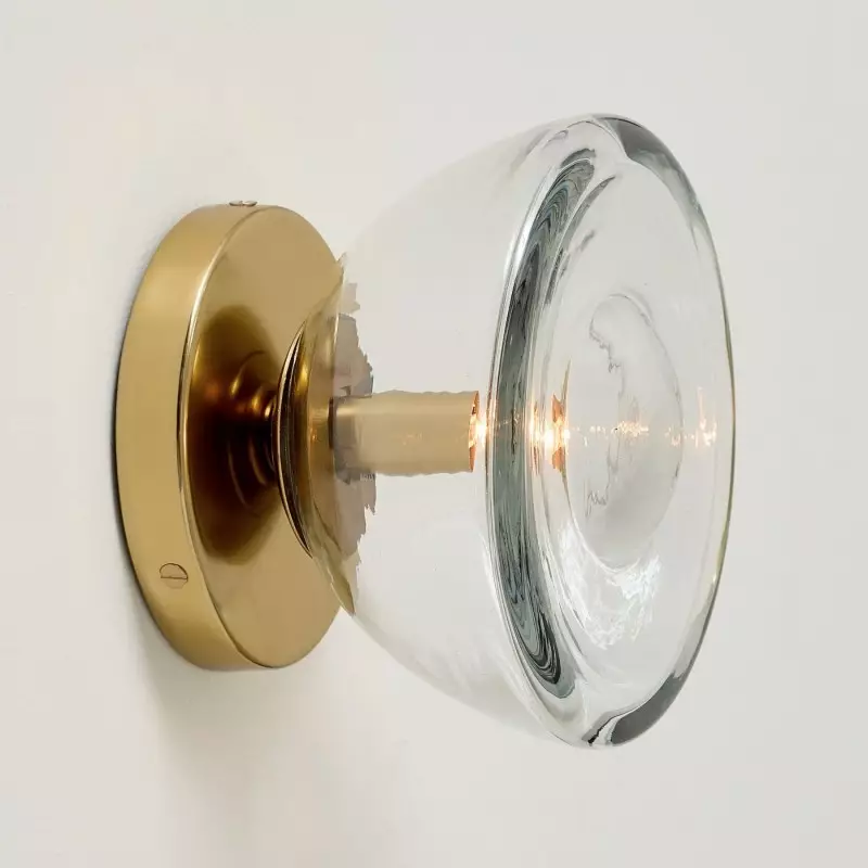 Brenna Modern Brass Cast Glass Dome Flush Mount & Wall Sconce