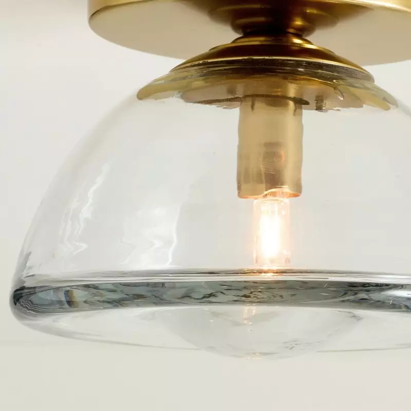 Brenna Modern Brass Cast Glass Dome Flush Mount & Wall Sconce