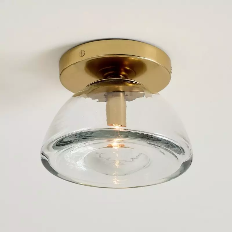 Brenna Modern Brass Cast Glass Dome Flush Mount & Wall Sconce