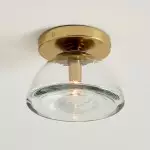Brenna Modern Brass Cast Glass Dome Flush Mount & Wall Sconce