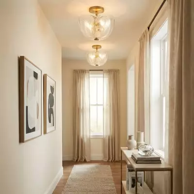 Danica Mid-century  Glass Leaf Round Flush Mount Ceiling Light