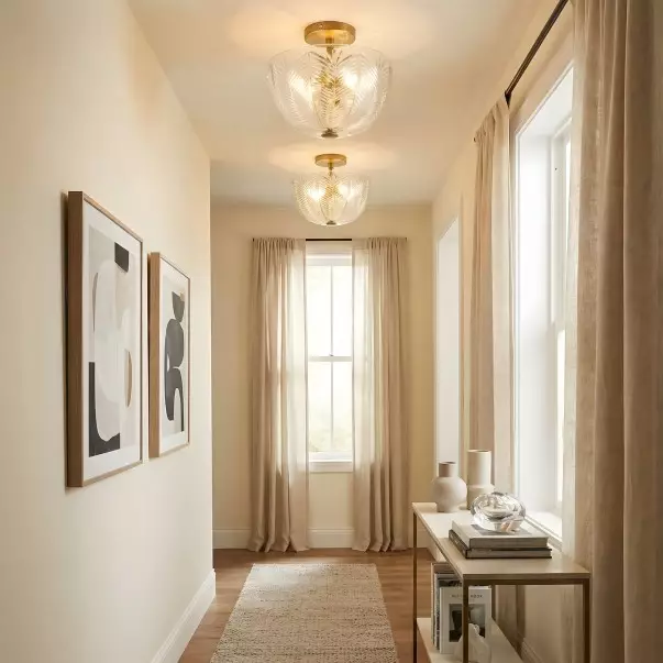 Danica Mid-century  Glass Leaf Round Flush Mount Ceiling Light