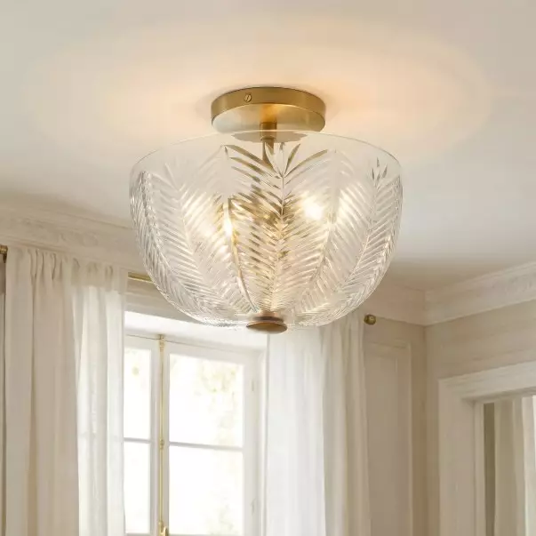 Danica Mid-century  Glass Leaf Round Flush Mount Ceiling Light
