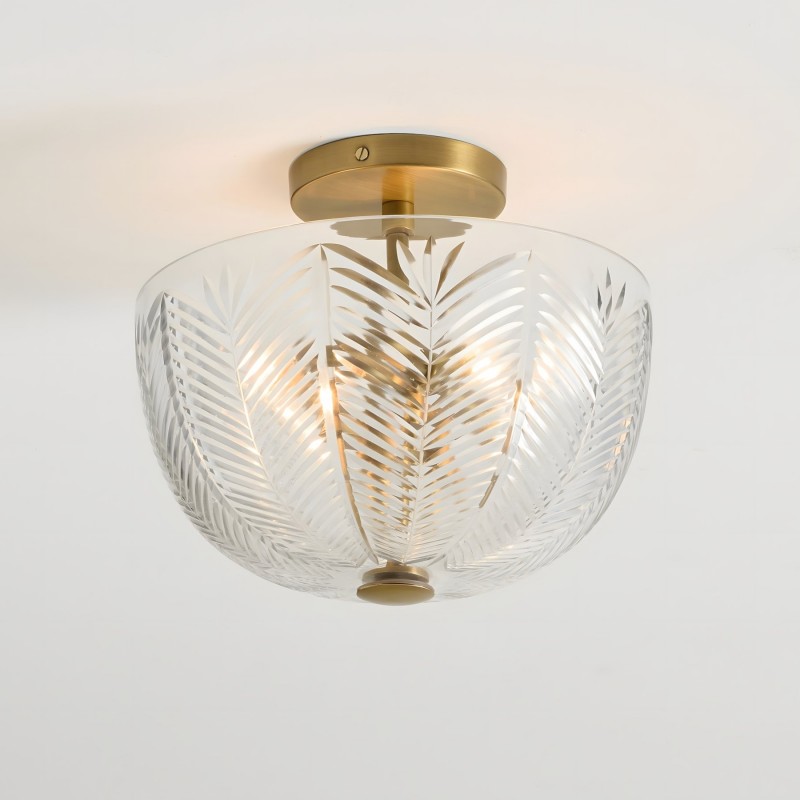 Danica Mid-century  Glass Leaf Round Flush Mount Ceiling Light