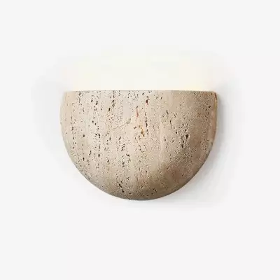 Farlan Wabi-Sabi Travertine Semi-Circular Wall Light