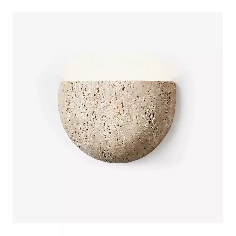Farlan Wabi-Sabi Travertine Semi-Circular Wall Light