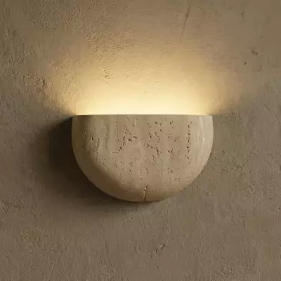 Farlan Wabi-Sabi Travertine Semi-Circular Wall Light