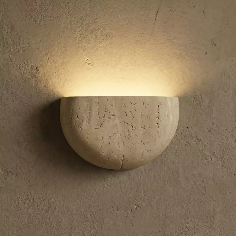 Farlan Wabi-Sabi Travertine Semi-Circular Wall Light
