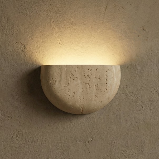 Farlan Wabi-Sabi Travertine Semi-Circular Wall Light