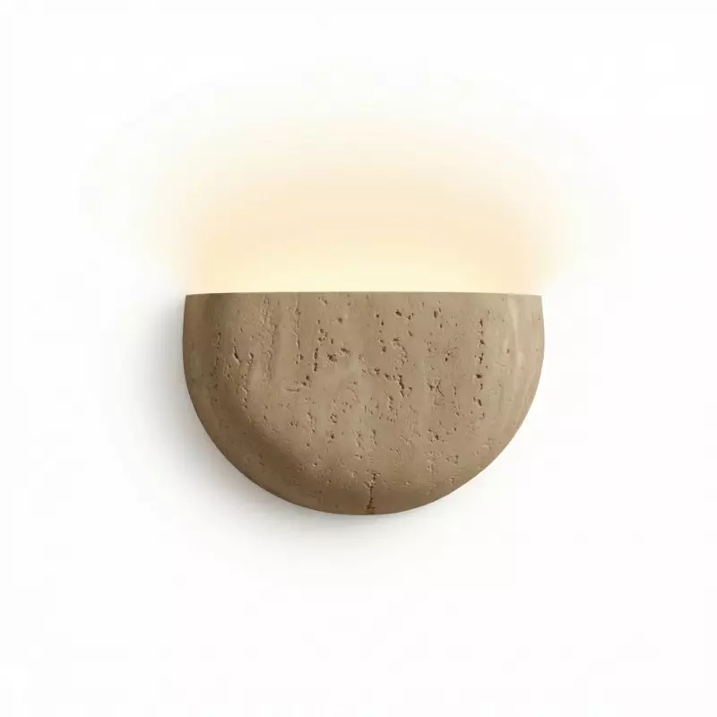 Farlan Wabi-Sabi Travertine Semi-Circular Wall Light