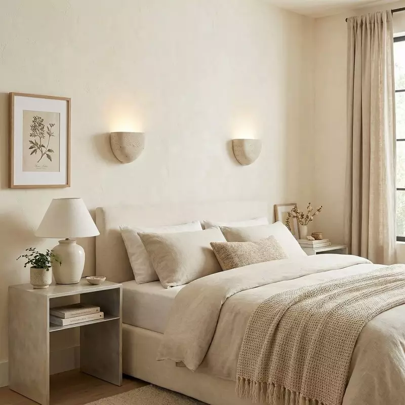 Farlan Wabi-Sabi Travertine Semi-Circular Wall Light