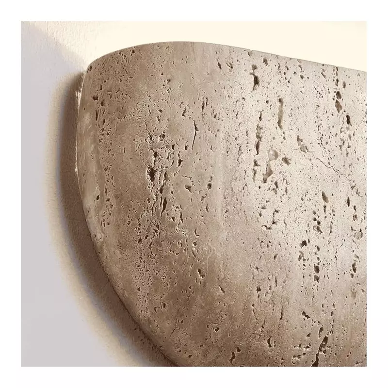 Farlan Wabi-Sabi Travertine Semi-Circular Wall Light