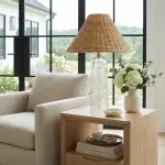 Gunner Boho Natural Rattan & Clear Glass Cylindrical Table Lamp