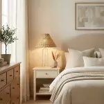 Gunner Boho Natural Rattan & Clear Glass Cylindrical Table Lamp