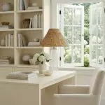 Gunner Boho Natural Rattan & Clear Glass Cylindrical Table Lamp