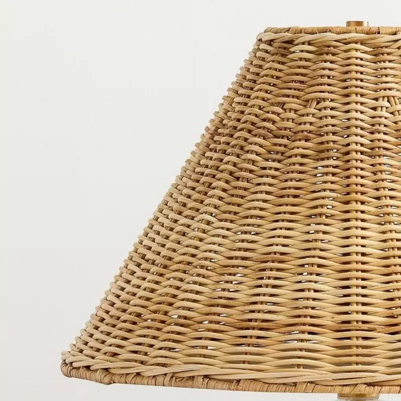 Gunner Boho Natural Rattan & Clear Glass Cylindrical Table Lamp