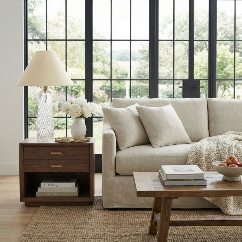 Latham Vintage Glass Bottle Fabric Table Lamp