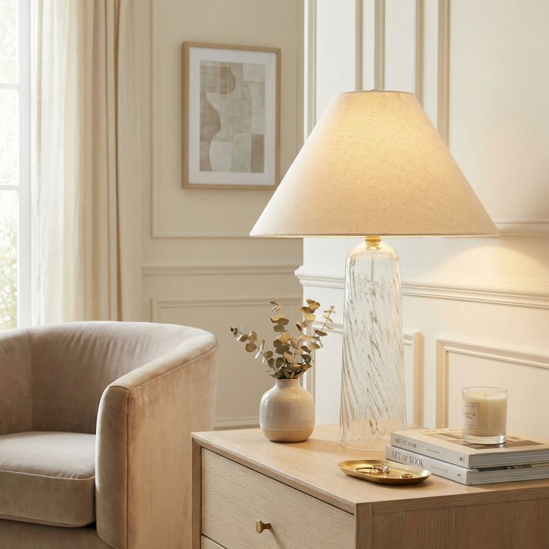 Latham Vintage Glass Bottle Fabric Table Lamp