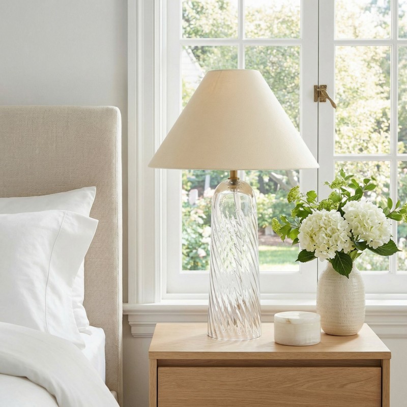 Latham Vintage Glass Bottle Fabric Table Lamp