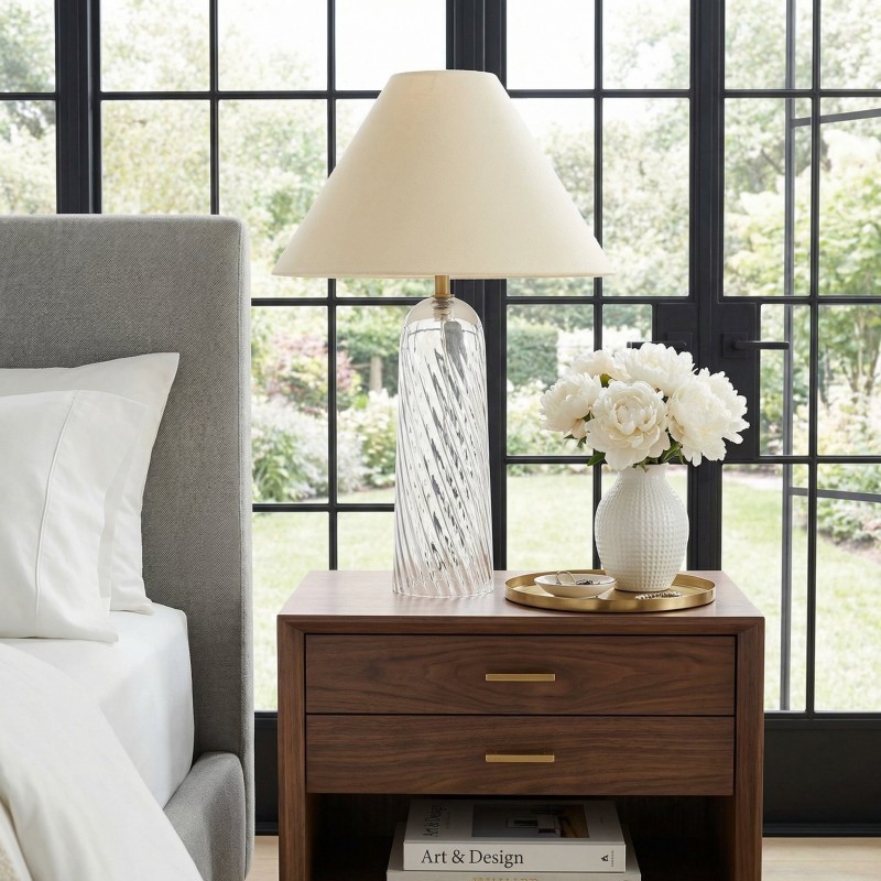 Latham Vintage Glass Bottle Fabric Table Lamp