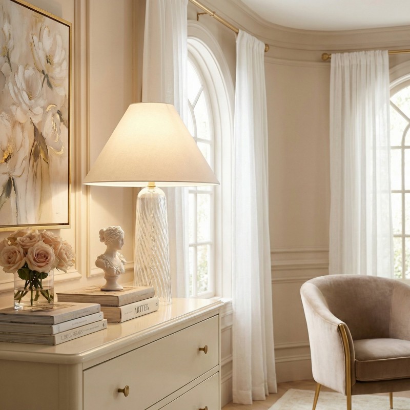 Latham Vintage Glass Bottle Fabric Table Lamp