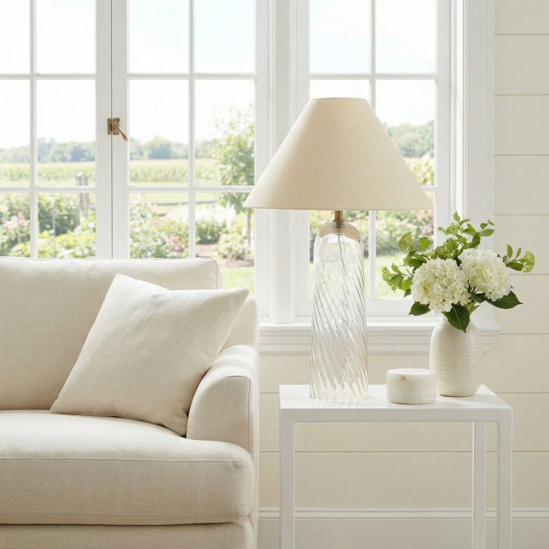 Latham Vintage Glass Bottle Fabric Table Lamp