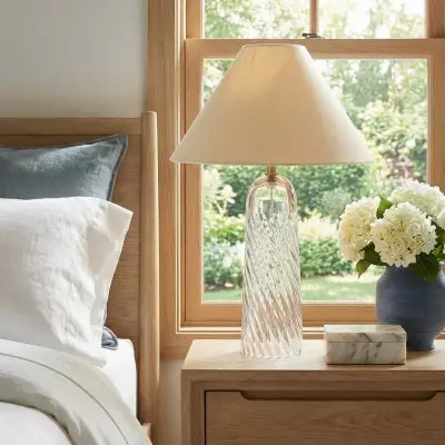 Latham Vintage Glass Bottle Fabric Table Lamp