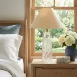 Gunner Boho Natural Rattan & Clear Glass Cylindrical Table Lamp