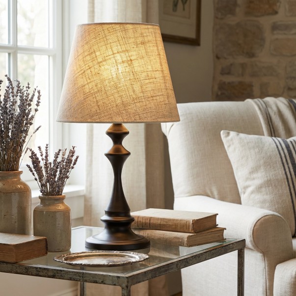 Issac Classic Linen Empire Iron Body Table Lamp