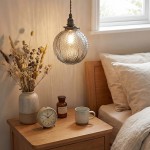 Logana Vintage Feather Texture Glass Globe Pendant Light