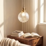 Logana Vintage Feather Texture Glass Globe Pendant Light