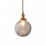 Logana Vintage Feather Texture Glass Globe Pendant Light
