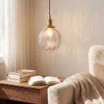Logana Vintage Feather Texture Glass Globe Pendant Light