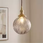 Zarek ‎Minimalist Walnut Wrought Iron Bowl Shaped Pendant Light