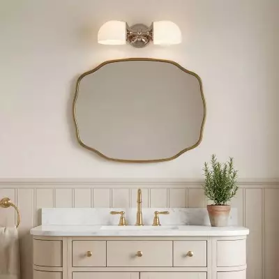 Valor Rustic Metal Double White Glass Wall Sconce