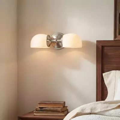 Valor Rustic Metal Double White Glass Wall Sconce