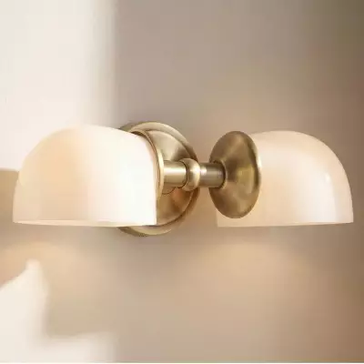 Valor Rustic Metal Double White Glass Wall Sconce