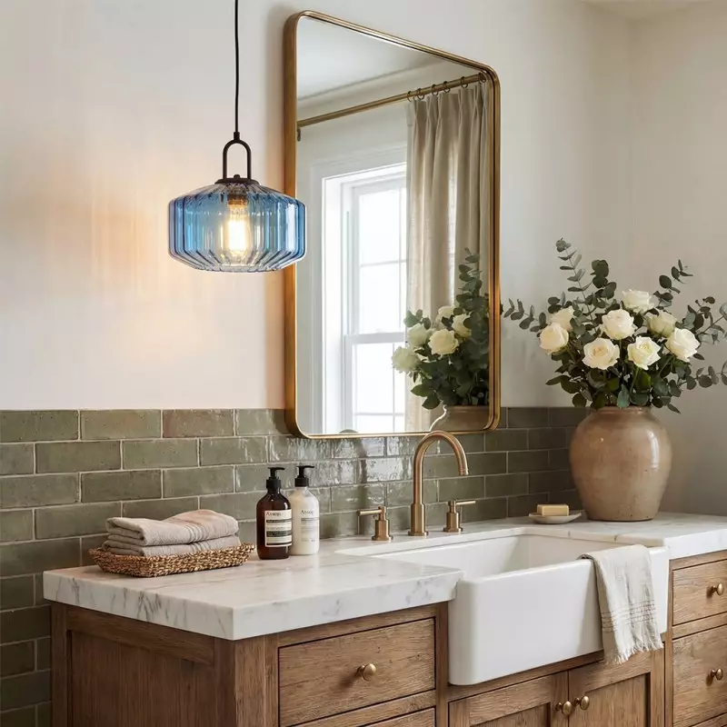 Ivan Vintage Handmade Striped Glass Pendant Light