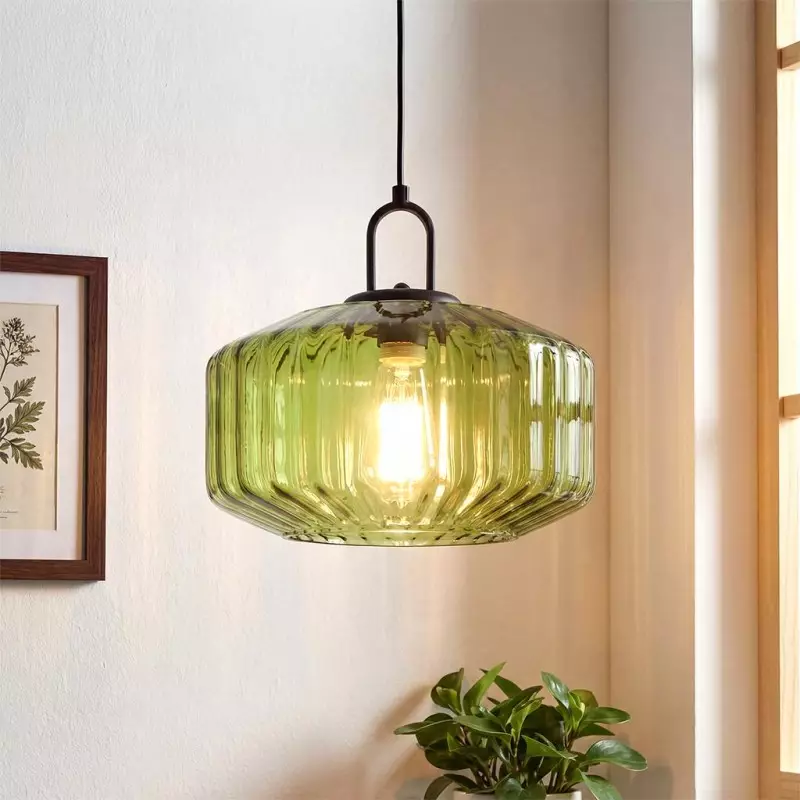 Ivan Vintage Handmade Striped Glass Pendant Light