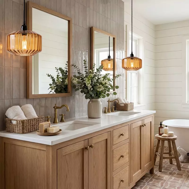 Ivan Vintage Handmade Striped Glass Pendant Light