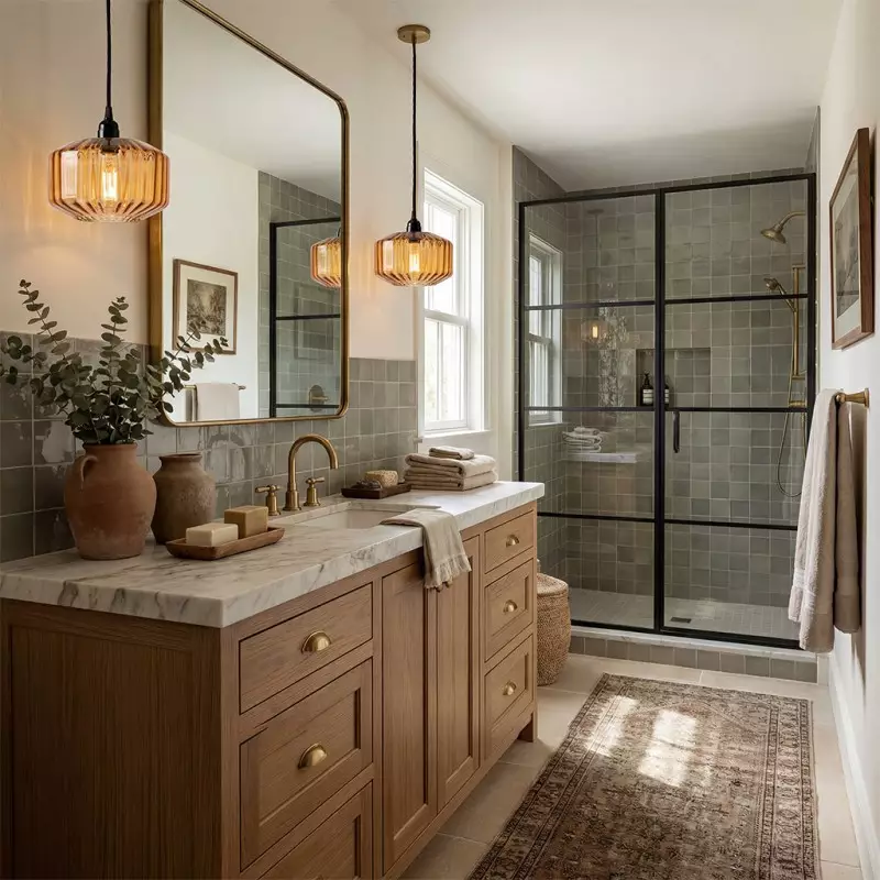 Ivan Vintage Handmade Striped Glass Pendant Light