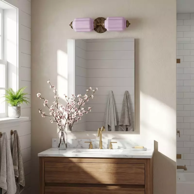 Cyrilith Vintage Art Deco Milk Glass Eloise Vanity Light