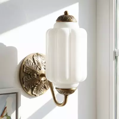 Cyrilith Vintage Milk Glass Oiled Brass Eloise Sconce