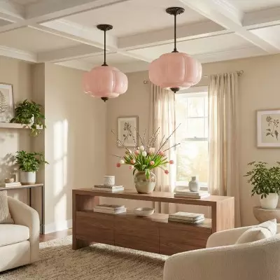 Vortan Antique Brass Green Glass Semi-Flush Mount Eloise Pendant Lamp