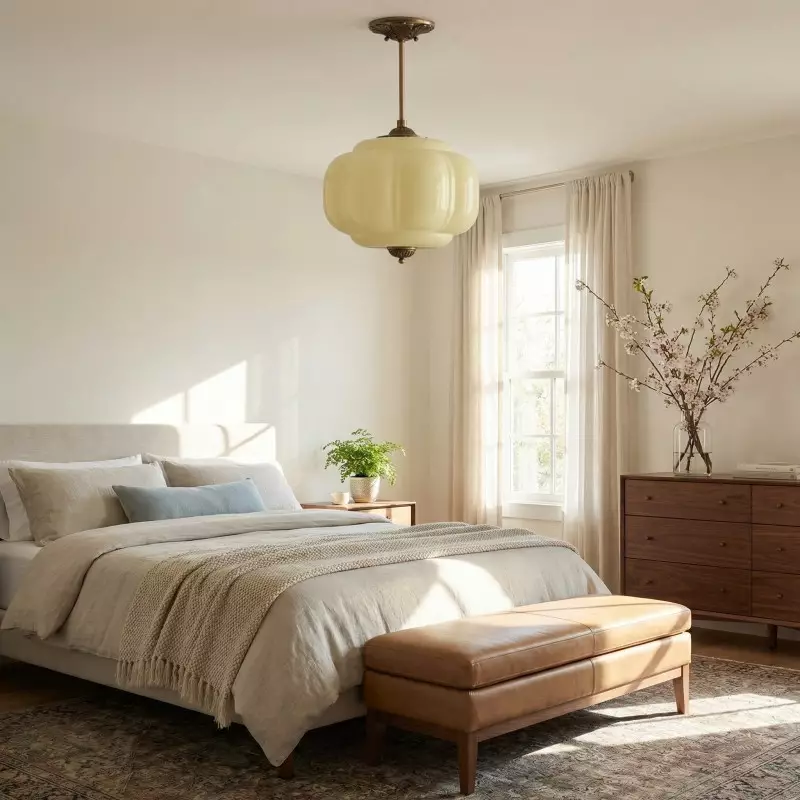 Vortan Antique Brass Green Glass Semi-Flush Mount Eloise Pendant Lamp