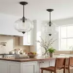 Vortan Antique Brass Green Glass Semi-Flush Mount Eloise Pendant Lamp