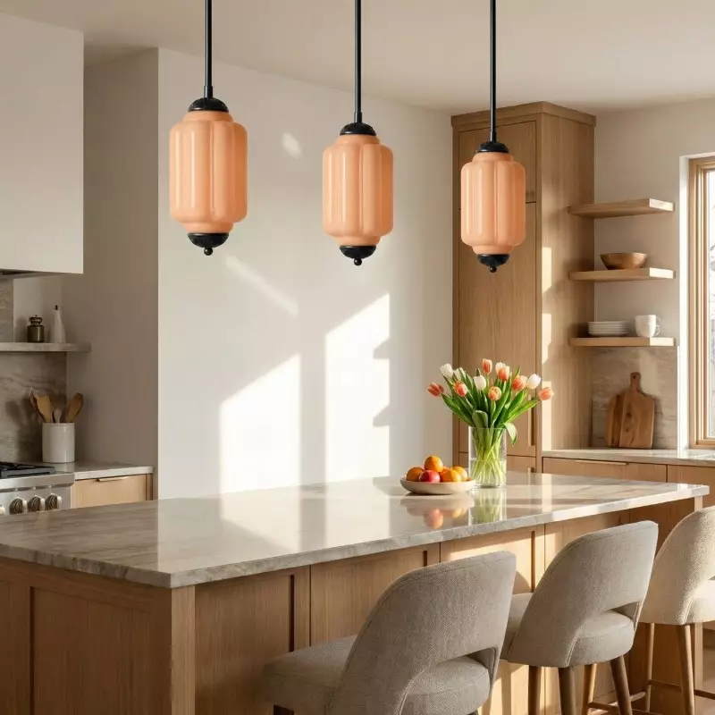 Cyrilith Farmhouse Pumpkin Glass Eloise Pendant Light