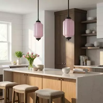 Cyrilith Farmhouse Pumpkin Glass Eloise Pendant Light